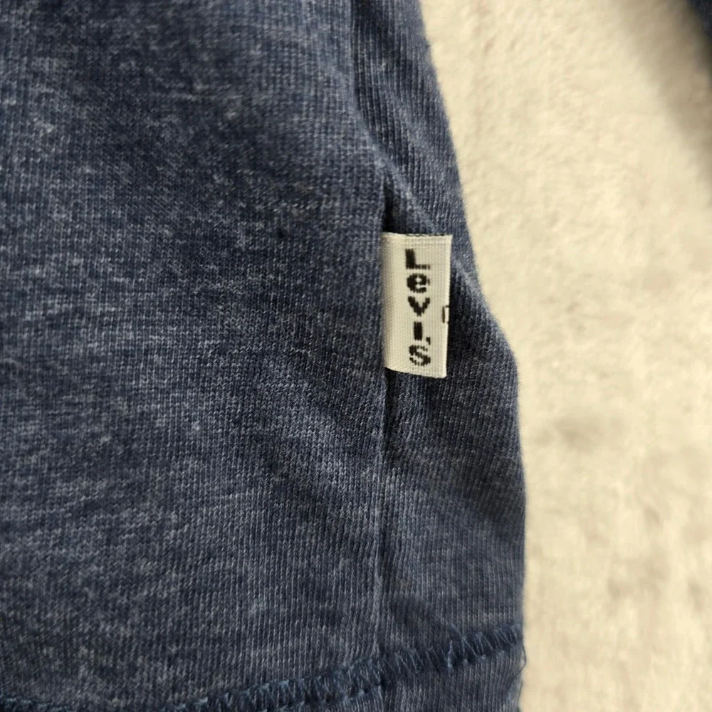 Levi's Henley Mens M Shirt Navy Blue Heather Long Sleeve Three Button